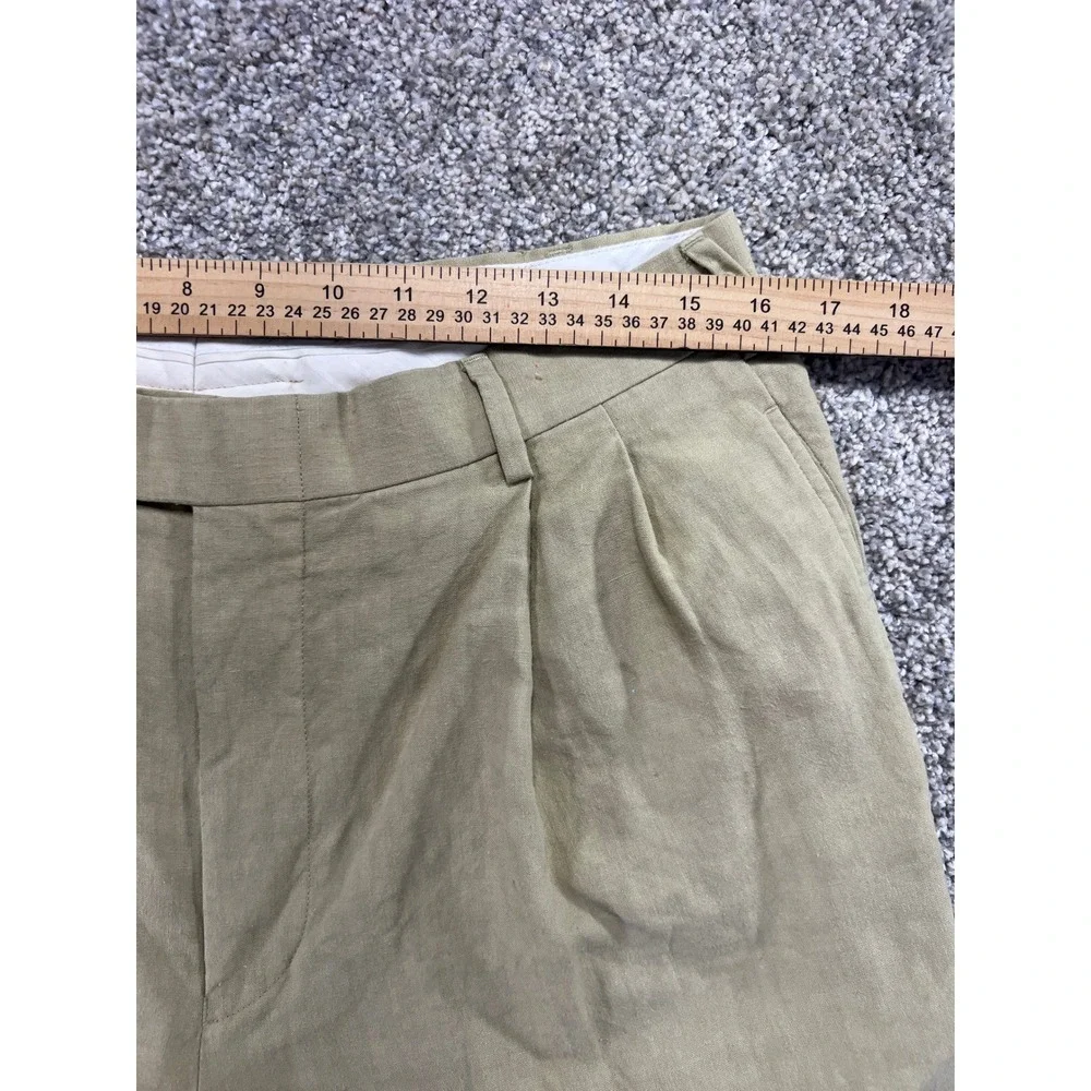 Island Pacific John W Nordstrom Mens 33R Khaki 100% Linen Pleated Trousers Pants